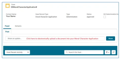  Posting an update or document to a Moral Character Case